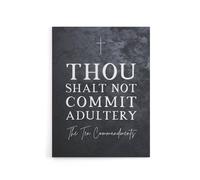 Artery8 Ten Commandments Adultery Bible Quote Canvas Wall Art Print in Grey | Size: W24" x H32" Artery8 Grey W24" x H32"