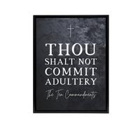 Artery8 Ten Commandments Adultery Bible Quote Framed Canvas Wall Art Print in Grey | Size: W12" x H16" Artery8 Grey W12" x H16"