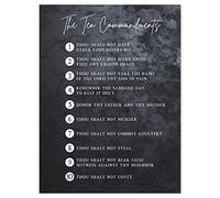Artery8 Ten Commandments From God Christian Bible Verse Quote Scripture Typography Large XL Wall Art Canvas Print