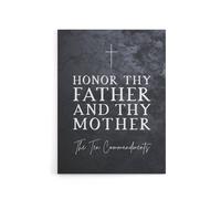 Artery8 Ten Commandments Honor Parents Bible Quote Canvas Wall Art Print in Grey | Size: W12" x H16" Artery8 Grey W12" x H16"