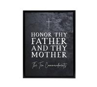 Artery8 Ten Commandments Honor Parents Bible Quote Framed Canvas Wall Art Print in Grey | Size: W18" x H24" Artery8 Grey W18" x H24"