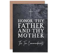 Artery8 Ten Commandments Honor Thy Father and Mother Christian Bible Verse Quote Scripture Typography Sealed Greeting Card Plus Envelope Blank inside