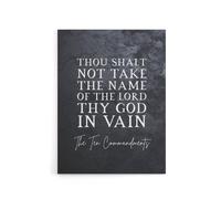 Artery8 Ten Commandments Not In Vain Bible Quote Canvas Wall Art Print in Grey | Size: W24" x H32" Artery8 Grey W24" x H32"