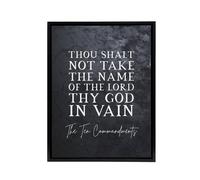 Artery8 Ten Commandments Not In Vain Bible Quote Framed Canvas Wall Art Print in Grey | Size: W18" x H24" Artery8 Grey W18" x H24"