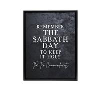Artery8 Ten Commandments Sabbath Bible Quote Framed Canvas Wall Art Print in Grey | Size: W12" x H16" Artery8 Grey W12" x H16"