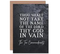 Artery8 Ten Commandments Thou Shalt Not Take Name Of The Lord In Vain Christian Bible Verse Quote Scripture Typography Sealed Greeting Card Plus Envelope Blank inside