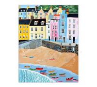 Artery8 Tenby Beach Harbour Colourful Coastal Townscape Living Room Extra Large XL Wall Art Poster Print