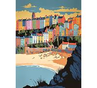 Artery8 Tenby Castle Beach Coastal Town Summer in Wales Extra Large XL Wall Art Poster Print