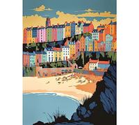 Artery8 Tenby Castle Beach Coastal Town Summer in Wales Large Wall Art Poster Print Thick Paper 18X24 Inch