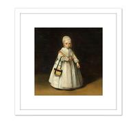 Artery8 Ter Borch Helena Van Der Schalcke Child Painting 8X8 Inch Square Wooden Framed Wall Art Print Picture with Mount in White Artery8 White
