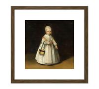 Artery8 Ter Borch Helena Van Der Schalcke Child Painting 8X8 Inch Square Wooden Framed Wall Art Print Picture with Mount in Brown Artery8 Brown