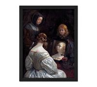 Artery8 Ter Borch Woman At A Mirror Painting Artwork Framed Wall Art Print 18X24 Inch