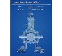 Artery8 Tesla Steam Engine 1894 View 1 Vintage Patent Plan Unframed Wall Art Print Poster Home Decor Premium