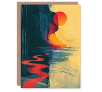 Artery8 Birthday Card Thailand Coastal Cliff Sunset Abstract Painting Blank Arty Art All Occasion Greeting Card