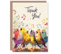 Artery8 Thank You Card Cheerful Singing Birds Colourful Design For Her Gran Sister Niece Daughter Wife Woman Greeting Card