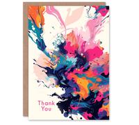 Artery8 Thank You Card Colourful Abstract Liquid Paint Pour Painting For Her Gran Sister Niece Daughter Wife Woman Greeting Card