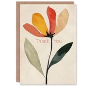 Artery8 Thank You Card Single Flower Bloom Bright Simple Design For Her Gran Sister Niece Daughter Wife Woman Greeting Card