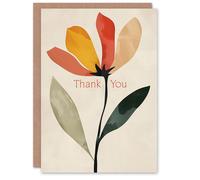 Artery8 Thank You Card Single Flower Bloom Bright Simple Design For Her Gran Sister Niece Daughter Wife Woman Greeting Card