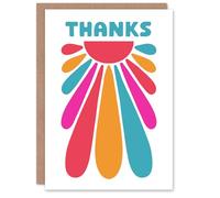 Artery8 Thank You Card Thanks Fun Blue Orange Pink Groovy Sun Design