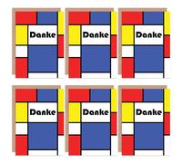 Artery8 Thank You Cards - Danke Mondrian Style Set Greeting Cards With Envelopes Pack of 6 Artery8 Multicolor