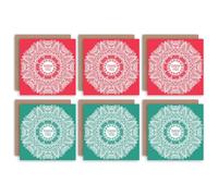 Artery8 Thank You Cards Mandala Pattern Green Red Set Greeting Cards With Envelopes Pack of 6 Artery8 Multicolor