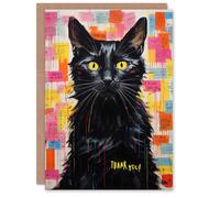 Artery8 Thank You Greeting Card Black Cat Lover For Him Her Artery8 Multicolor
