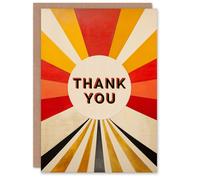 Artery8 Thank You Greeting Card Modern Abstract Sun Burst Rays For Him Her in Red Artery8 Red