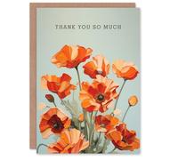 Artery8 Thank You Greeting Card Poppies Bouquet Poppy Flowers For Her