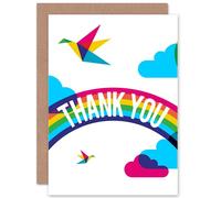 Artery8 Thank You Rainbow Origami Birds Greetings Card Artery8 Multicolor