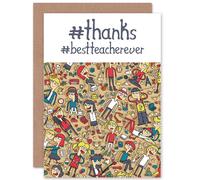 Wee Blue Coo Thank You Teacher Hashtag Blank Greeting Card