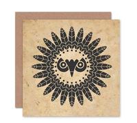 Artery8 Thanksgiving Native American Owl Art Blank Just to Say Card Artery8 Multicolor