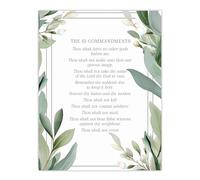 Wall Art Print The 10 Ten Commandments Green Exodus Faith Bible Quote Poster Artery8 Green W18 inch x H24 inch