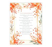 Artery8 The 10 Ten Commandments Orange Exodus Old Testament Jesus Christ Christian Bible Faith God Quote Revelations Flowers Artwork Unframed Wall Art Print Poster Home Decor Premium