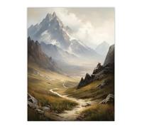Artery8 The Alps Path Switzerland Mountains A Panoramic Landscape Painting Large Wall Art Poster Print Thick Paper 18X24 Inch