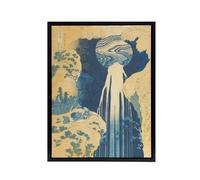 Artery8 The Amida Waterfall Framed Canvas Wall Art Print Vintage Japan : Artwork by Hokusai 24x32 Majestic waterfall scene symbolising power and purity, perfect for tranquil home interiors