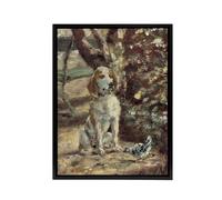 Artery8 The Artists Dog Fleche Framed Canvas Wall Art Print Toulouse Lautrec in Brown | Size: W18" x H24" Artery8 Brown W18" x H24"