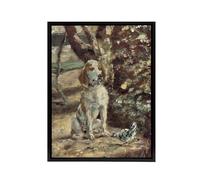 Artery8 The Artists Dog Fleche Framed Canvas Wall Art Print Vintage : Artwork by Toulouse Lautrec 18x24 Whimsical canine portrait infusing humour and warmth into hallways or creative interiors