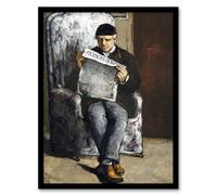 Artery8 The Artists Father Reading Newspaper Cezanne Framed Wall Art Print | Size: A4 Artery8 Multicolor A4