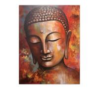 Artery8 The Autumn Buddha Meditate Buddhist Statue Acrylic Painting Relaxation Spa Treatment Room Art Unframed Wall Art Print Poster Home Decor Artery8 Multicolor W12" x H16"