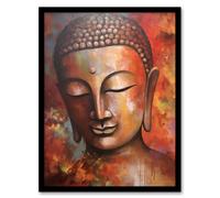 Artery8 The Autumn Buddha Meditate Buddhist Statue Acrylic Painting Relaxation Spa Treatment Room Art Print Framed Poster Wall Decor 12x16 inch Artery8 Black W12" x H16"