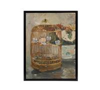 Artery8 The Bird Cage Still Life Painting Morisot Black Framed Canvas Wall Art | Size: W12" x H16" Artery8 Multicolor W12" x H16"
