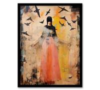 Artery8 The Bird Queen By Shannon Blacksmith Woman Portrait Raven Blackbirds Emo Artwork Framed Wall Art Print 18X24 Inch