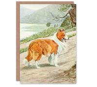 Artery8 The Book of Dogs Art Card Collie Breed Vintage Illustration Artery8 Multicolor