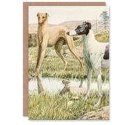 Artery8 The Book of Dogs Art Card Greyhounds Vintage Illustration Artery8 Multicolor