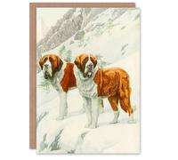 Artery8 The Book of Dogs Art Card St Bernard in Winter Landscape Artery8 Multicolor
