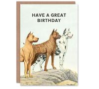 Artery8 The Book of Dogs Personalised Birthday Card Great Danes Vintage Illustration