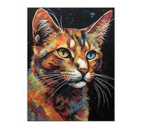 Artery8 The Cats Eyes By Amy Longford Tortoiseshell Modern Painting Heterochromia Acrylic Large Wall Art Poster Print Thick Paper 18X24 Inch
