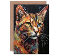 Artery8 The Cats Eyes Tortoiseshell for Him or Her Man Woman Birthday Thank You Congratulations Blank Art Greeting Card