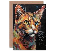 Artery8 The Cats Eyes Tortoiseshell for Him or Her Man Woman Birthday Thank You Congratulations Blank Art Greeting Card