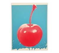 Artery8 The Cherry Bomb Duotone Red Blue Marine Coral Block Colour Risograph Minimalist Kitchen Interior Decor Screen Print Extra Large XL Wall Art Poster Print